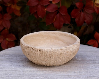 Arida - 8.3" Handcrafted Travertine Bowl - Decorative Marble Centerpiece Bowl