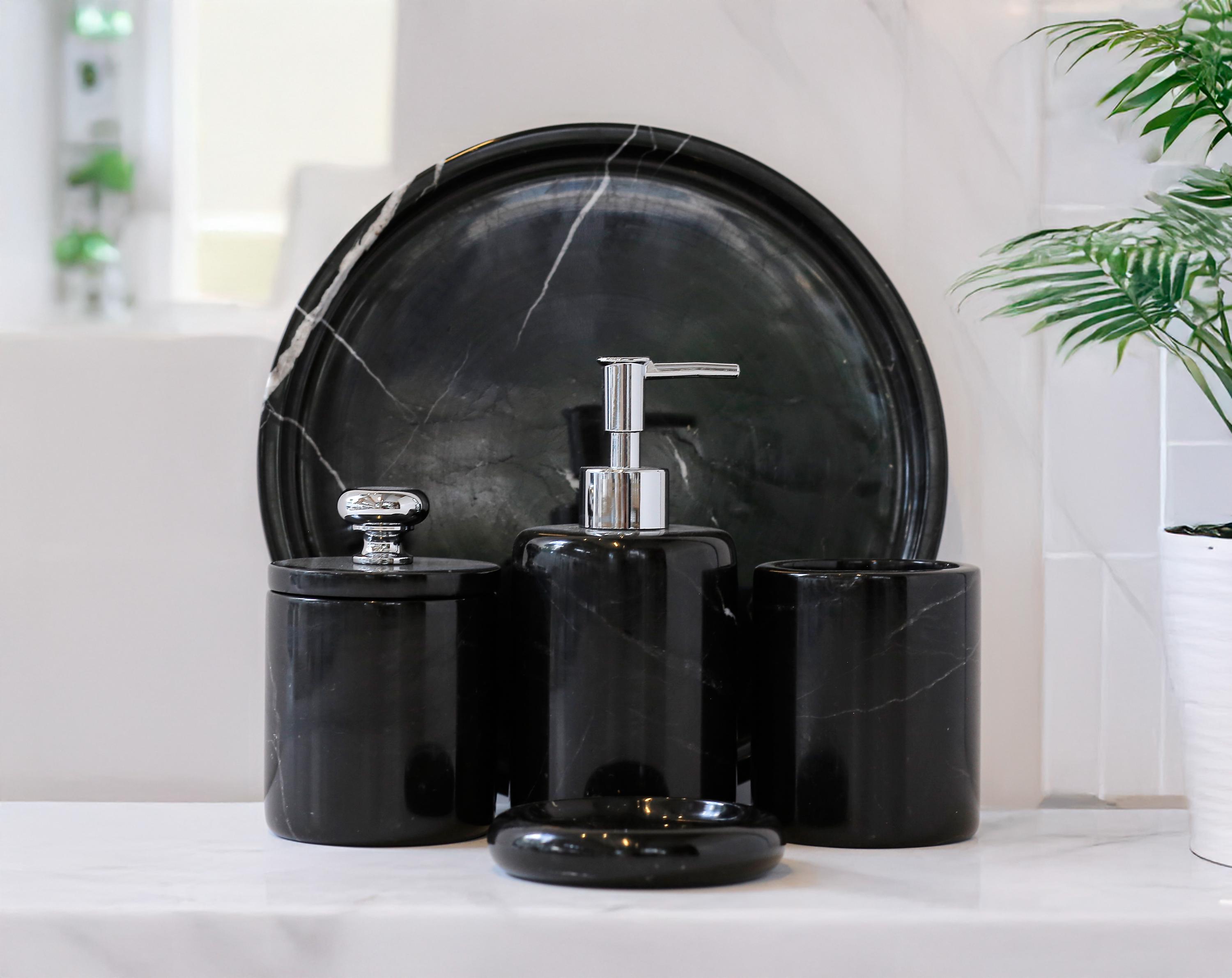 BRIESTA black marble & YONAGI FSセット Valeria - 5-piece Black Marble Bathroom Accessories Set - Etsy