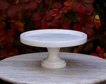 Liora - White Marble Pedestal Cake Stand - 9.5"  Handmade  Footed Pastry Stand