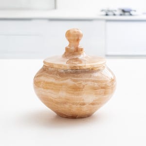 Solara - Handmade Onyx Marble Jar with Lid: Luxury Spice, Candy, Jewelry Box