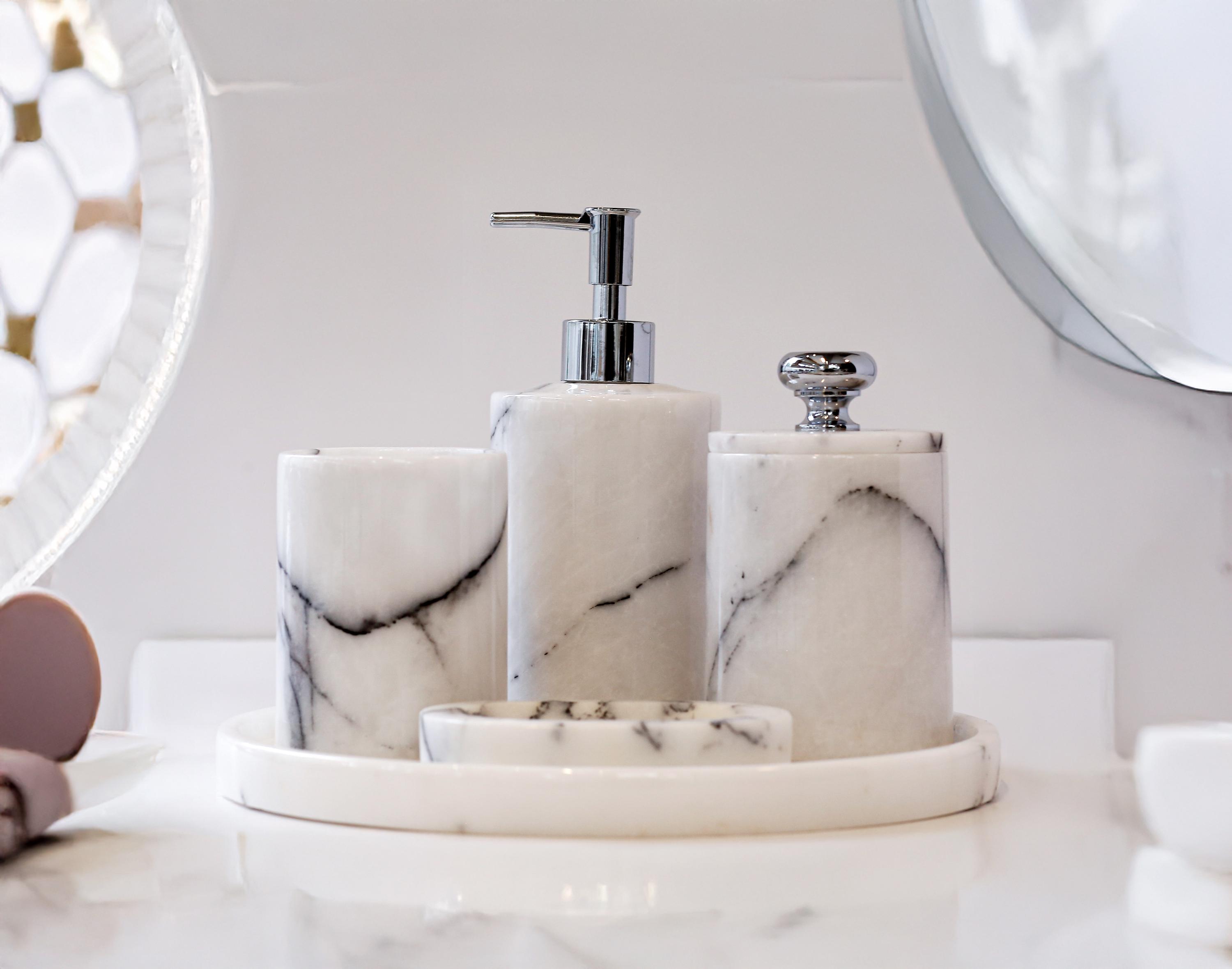 Aurelia Luxury Veined White Marble Bathroom Accessories Set 5piece — free download