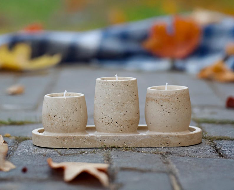 MarbelixDesign Luminia Travertine Candle Holder - Thumbnail 5