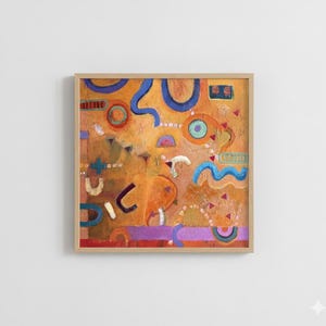 Colorful Abstract Geometric Print, Modern Desktop Decor, Vibrant Shapes Wall Art, Contemporary Square Poster, Creative Studio Art Printable