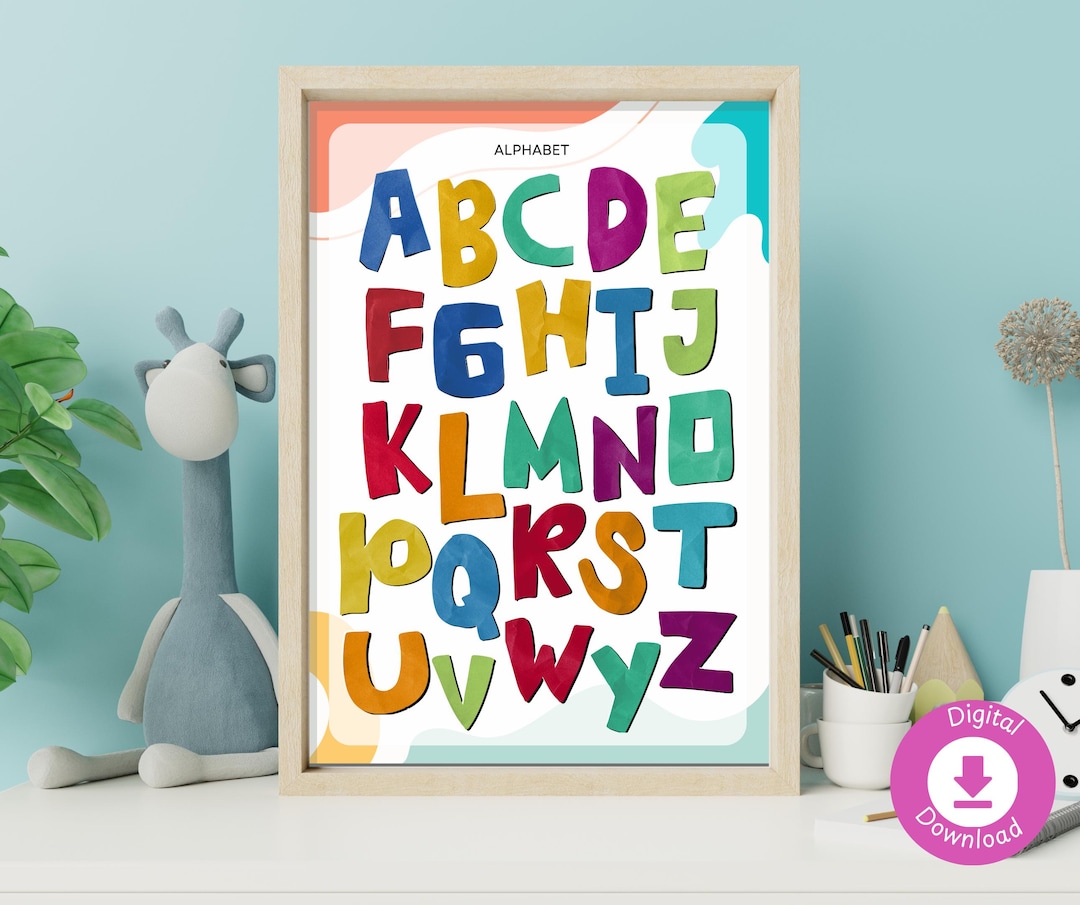 Colorful ABC Poster Educational Alphabet Wall Art for Kids, Nursery ...