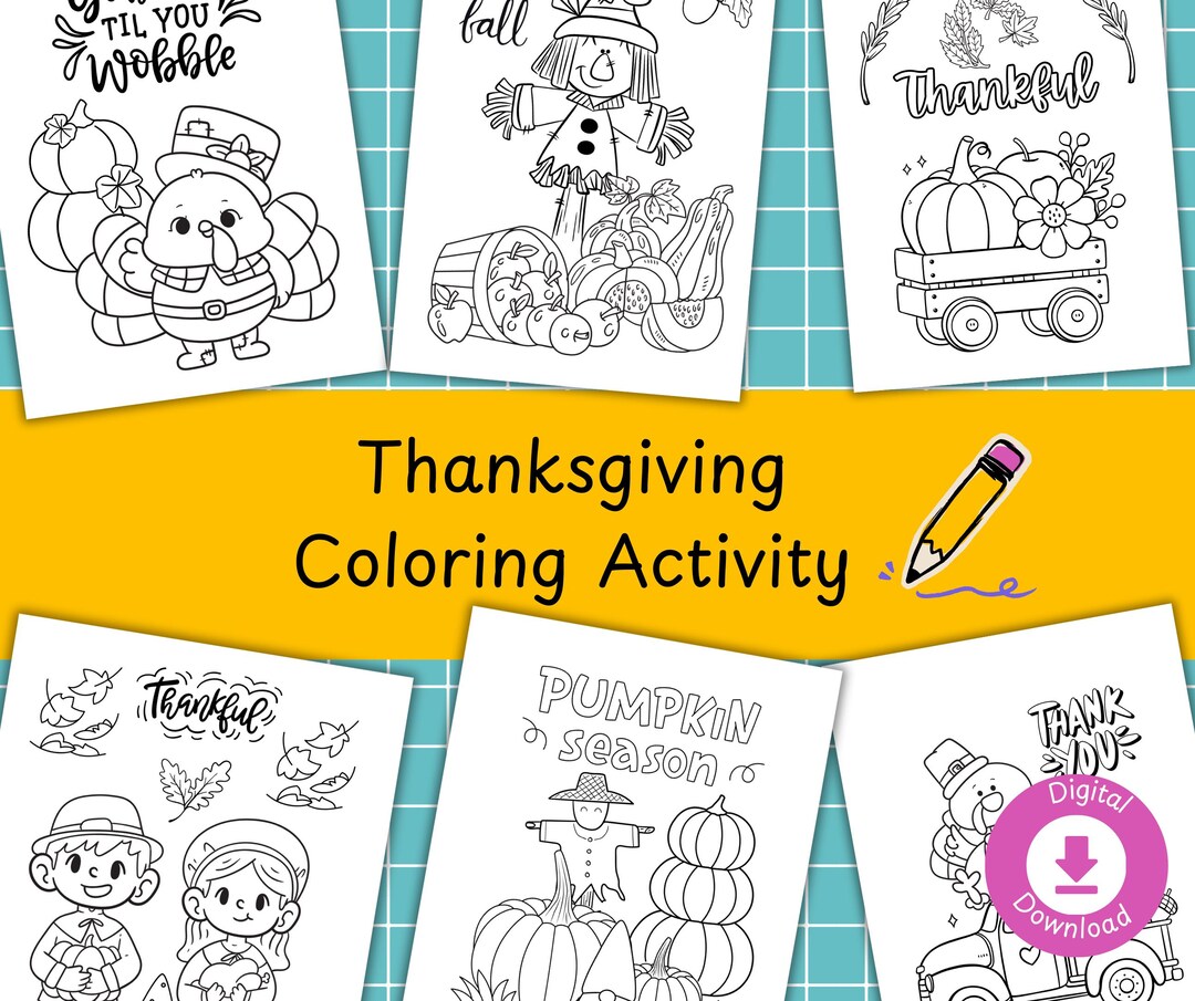 Coloring Page Activity Thanksgiving for Kids Fun and Festive Printable ...