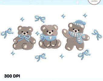 Borduurontwerp teddybeer, patroon babydieren (digitale download)