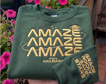 Sweat-shirt brodé Project Hail Mary, chemise brodée Amaze Amaze Amaze, broderie sur les manches étoiles Grace Rocky Save, T-shirt unisexe à col rond