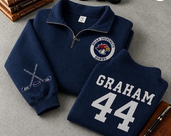 Sudadera personalizada bordada de hockey de la Universidad Briar, camiseta de Briar U, regalo romántico de hockey de la serie Off Campus, productos literarios de Garrett Graham 44
