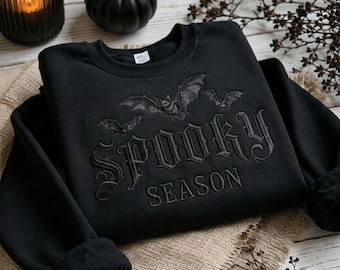 Sweat-shirt brodé Halloween, pull chauve-souris, t-shirt gothique Halloween, pull brodé Halloween, cadeau d'automne