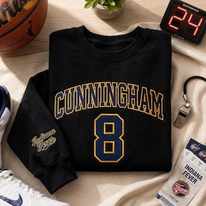 Cunningham 8 geborduurd sweatshirt, Sophie Cunningham dames basketbal vintage comfortshirt, Indiana basketbal cadeau, uniseks T-shirt met ronde hals