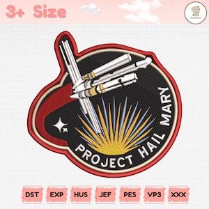 Space Mission Embroidery Design, Project Hail Mary Mars Rocket Patch, Planet and Spaceship Badge, Gift For Sci Fi Fans, Embroidery Design