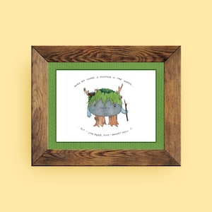 Cute monster print • watercolor painting • forest art • cottagecore wall decor
