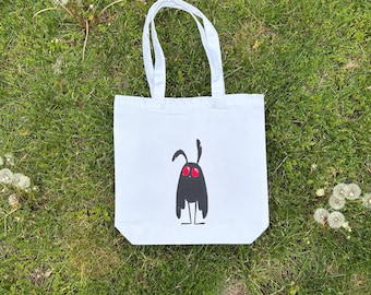 Exhausted Moth Man Bag • Cryptid Tote • Mothman Reusable Cotton Grocery Bag