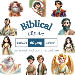 Biblical Characters, Clipart, Watercolor, Biblical People, Religious Clip Art, Biblical Stories, Sunday School, Bible Characters