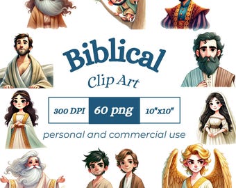 Biblical Characters, Clipart, Watercolor, Biblical People, Religious Clip Art, Biblical Stories, Sunday School, Bible Characters