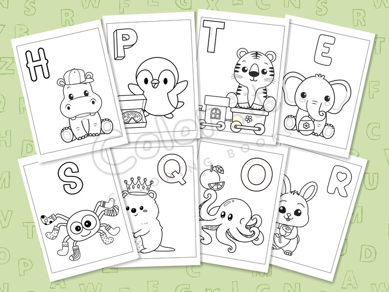 Alphabet Coloring Pages Kids Educational Activity Learning ABC and Fine ...