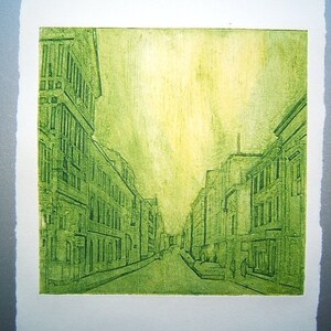 Town Original Hand Pulled Collagraph Artists Print image 2