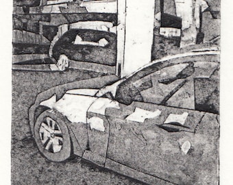 Parked III (Original Collagrpah Hand Pulled Artist Print)