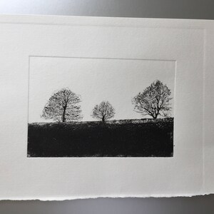 Trees in Winter Original Collagraph Hand Pulled Artists Print image 3