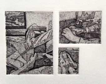 Work Rest & Play (Original Collagraph Hand Pulled Artist Print)