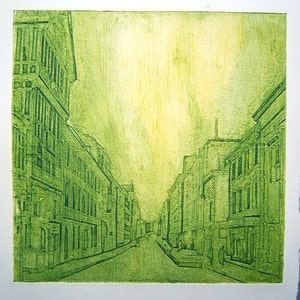 Town Original Hand Pulled Collagraph Artists Print image 1