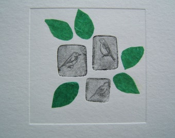 Three Little Birds (Original Dry Point Hand Pulled Artist Print)