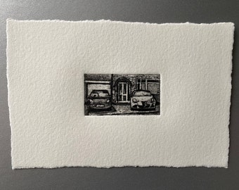 How Do You Park Yours? 3  (Hand Pulled Intaglio Artists Mini Print Collection)