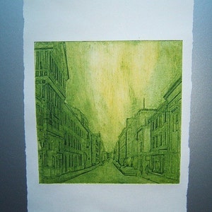 Town Original Hand Pulled Collagraph Artists Print image 3