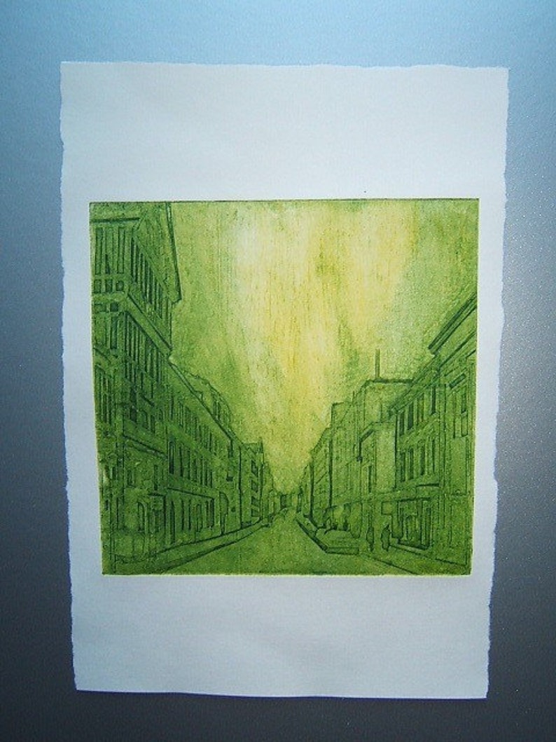 Town Original Hand Pulled Collagraph Artists Print image 3