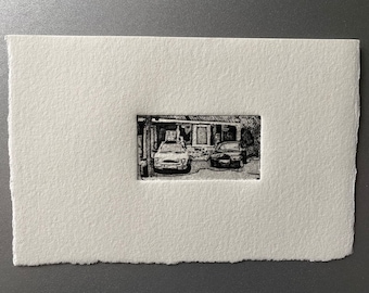 How Do You Park Yours? 1  (Hand Pulled Intaglio Artists Mini Print Collection)