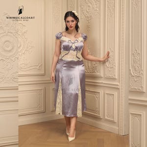 urple silk open back gown,Bridesmaids dress,Elegant and Alluring ,tunning Long Satin Dress,Soft Purple Satin Dress with Slit,Plus Size