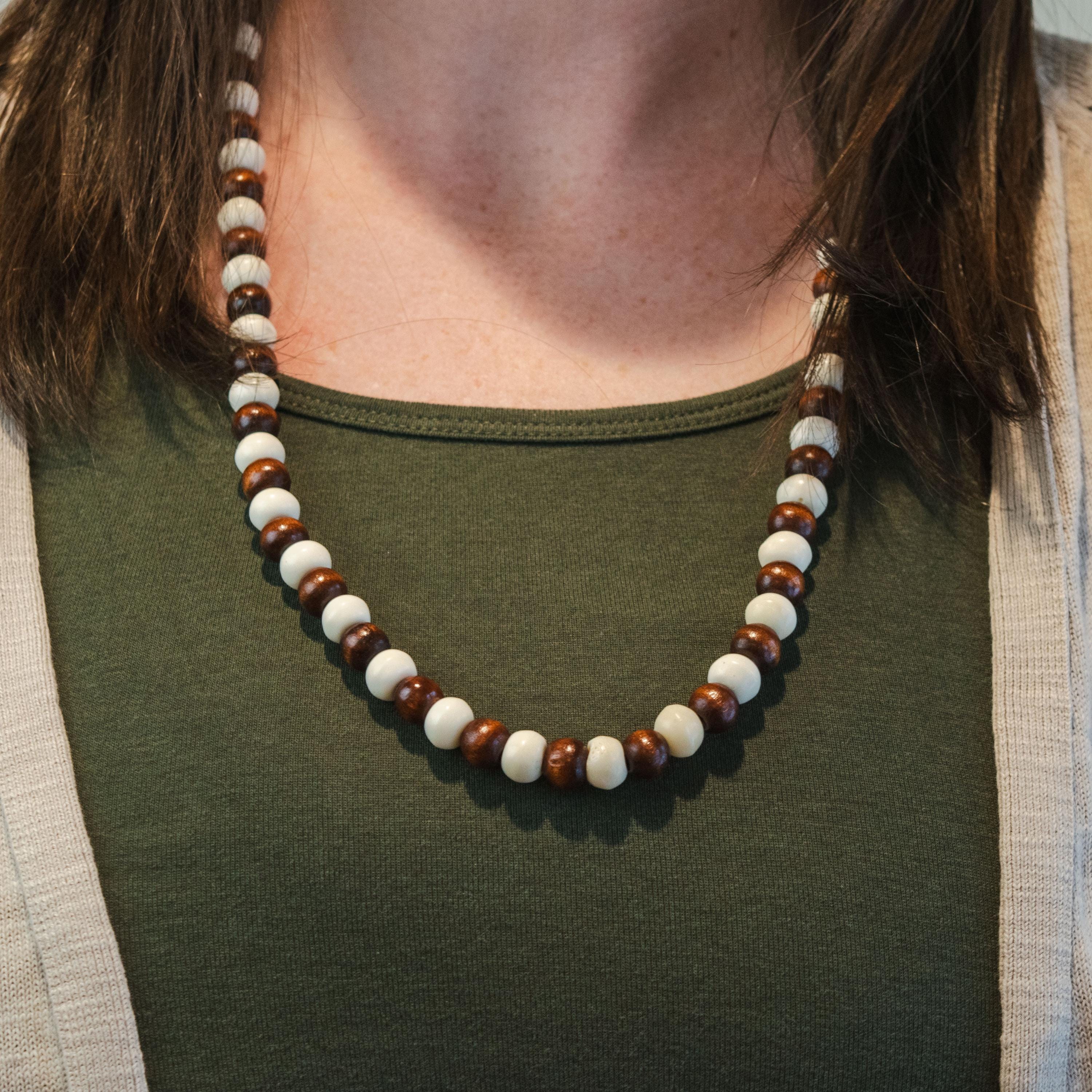 Druid's Path Necklace | Natural Wood and Bone Bead Necklace