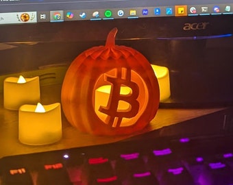 3D Printed Bitcoin Pumpkin: Crypto Gift with Tea Light
