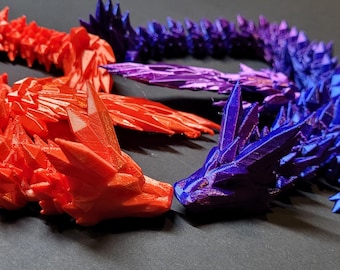 Simple Articulated Crystal Dragon Fidget Toy - Flexible 3D Printed CinderWing