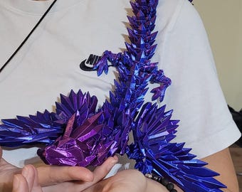 Movable Crystal Dragon Fidget Toy with Wings - Flexible 3D Printed CinderWing
