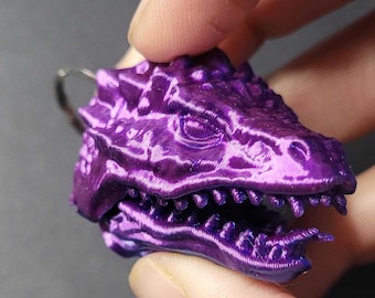 3D Printed Basilisk Keychain: Articulated PLA Silk Fidget Toy