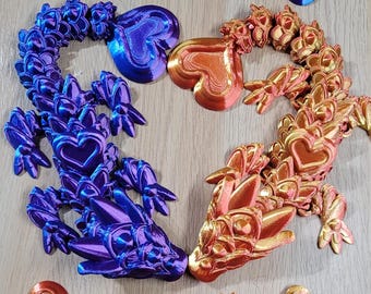 Articulated Heart Dragon Fidget Toy, Flexible 3D Printed CinderWing