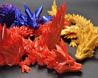 Articulated Crystal Dragon Fidget Toy - Flexible 3D Printed CinderWing