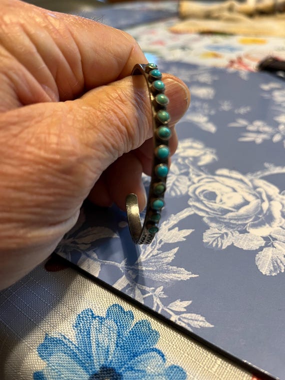 シルバーカフブレスレット 12石ターコイズ 3インチ x 1/4インチ - Etsy