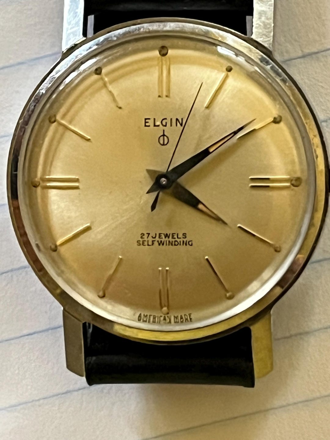 Montre ELGIN 761 Automatique, 27 Rubis, Boîtier Plaqué Or - Occasion Vintage