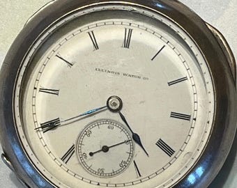 Reloj de bolsillo Illinois 18s plata moneda década de 1900