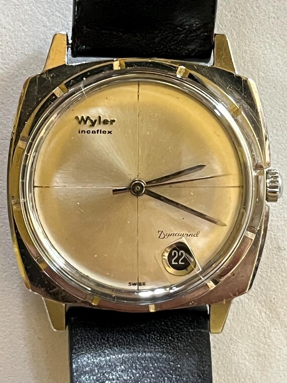 Wyler Incaflex Automatic Dynawind date sq Stainle… - image 1