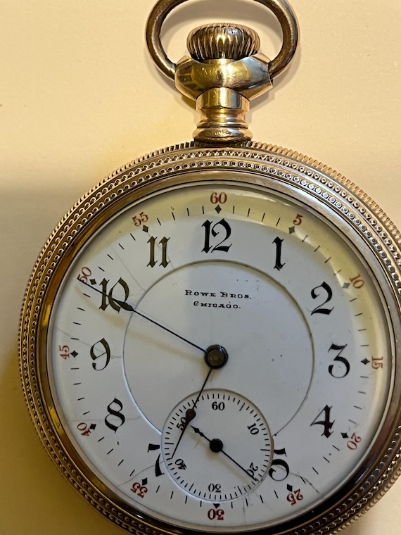 ROWE CHICAGO Privet Label 16s Pocket Watch Beautiful Dial