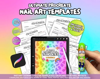 Procreate Digital Creative Character Nail Planner, Nail Art Template, Press On Planner, Nail Social Media, Character Nail Art, Nail Artist