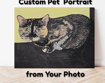 Custom Pet Portrait, Personalized Dog or Cat Painting from Photo, Pet Memorial Gift, Pet Wall Art, Custom Pet Canvas