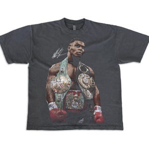 Mike Tyson Vintage Look Oversized Boxy Boxing T Shirt Bootleg Washed Distressed Iron Mike