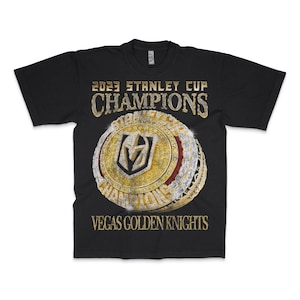VGK Vegas Golden Knights Stanley Cup Champions Vintage Look Oversized Boxy Hip Hop T Shirt Bootleg Washed Ring