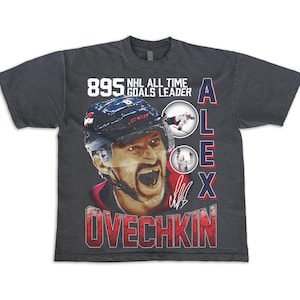 Alex Ovechkin Capitals Gr8 895 Goal Leader T-shirt hip hop surdimensionné look vintage Bootleg délavé Gretzky
