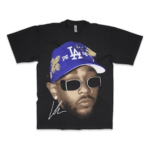 Kendrick Lamar Grammy LA Vintage Look Oversized Boxy Hip Hop Big Face T Shirt Bootleg Washed