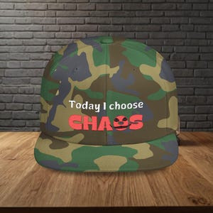 Chaos Camo Snapback Hat: Trendy Flat Bill Cap